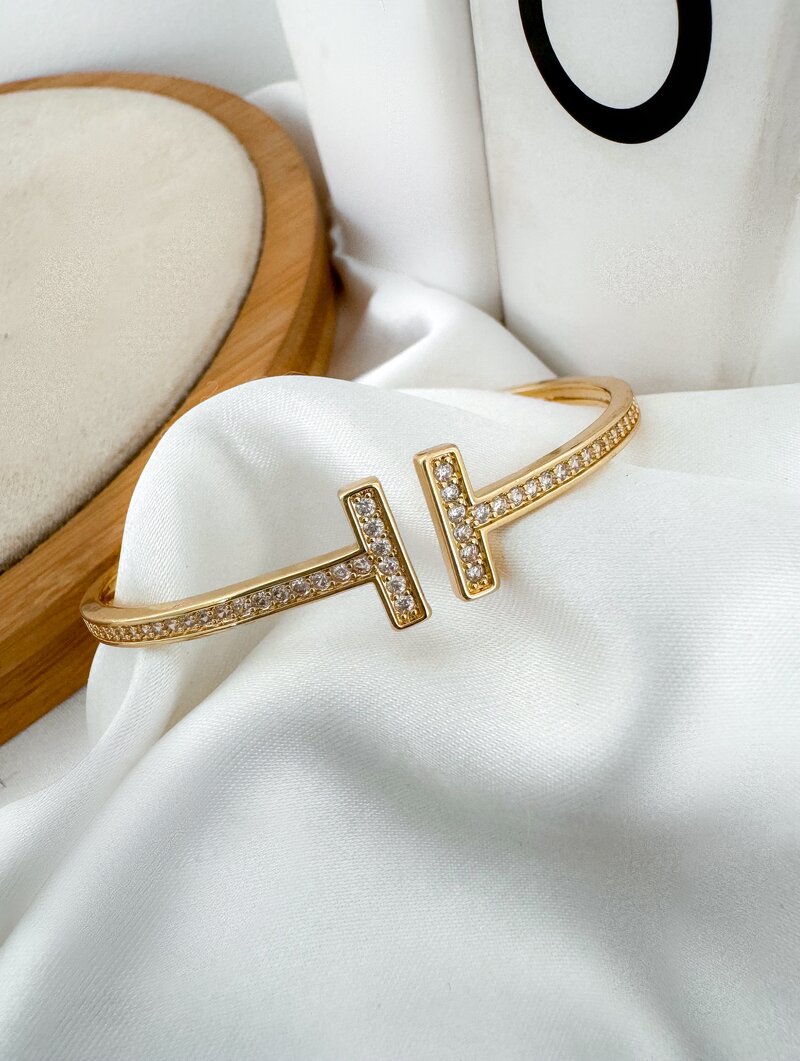 Bracelete Folheado a Ouro 18k e Prata Inspiração com Micro Zircônias