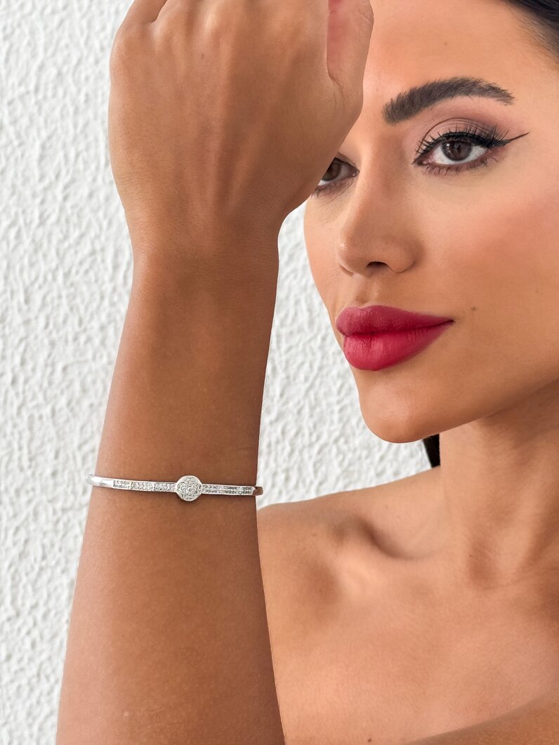 Bracelete Folheado a Ouro 18k e Prata Inspiração Com Zircônia