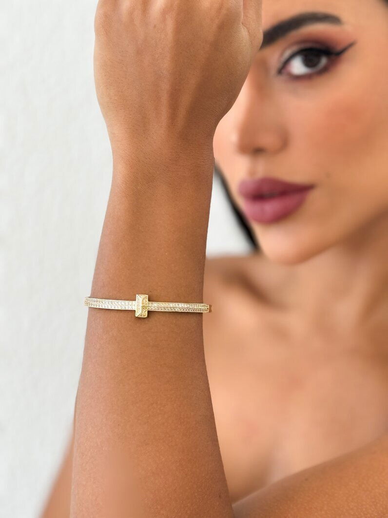 Bracelete Folheado a Ouro 18k e Prata Inspiração Joalheria