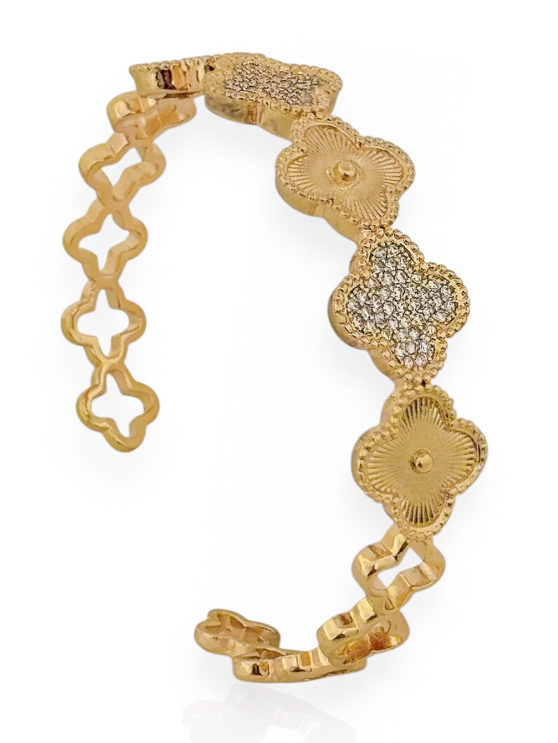 Bracelete Folheado a Ouro 18k e Prata Inspiração Vazado e Com Zircônia