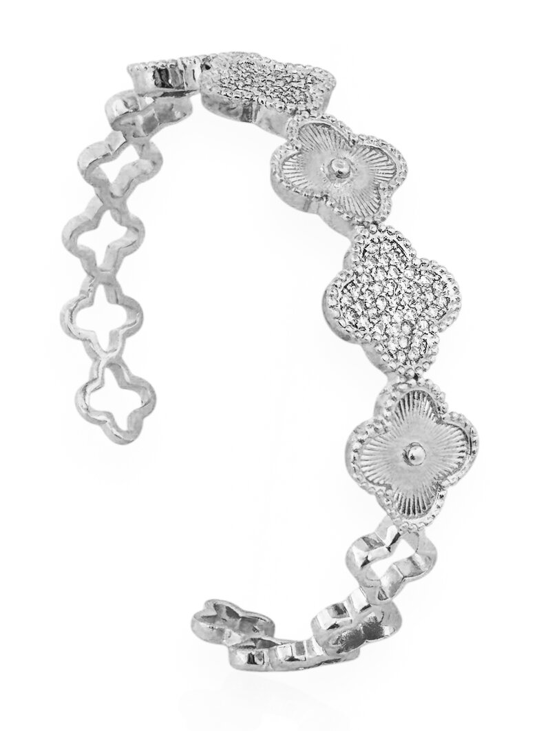 Bracelete Folheado a Ouro 18k e Prata Inspiração Vazado e Com Zircônia