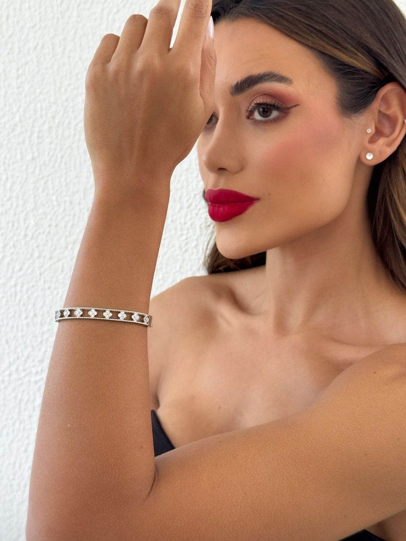 Bracelete Folheado a Ouro 18k e Prata Inspiração Vg Com Zircônia