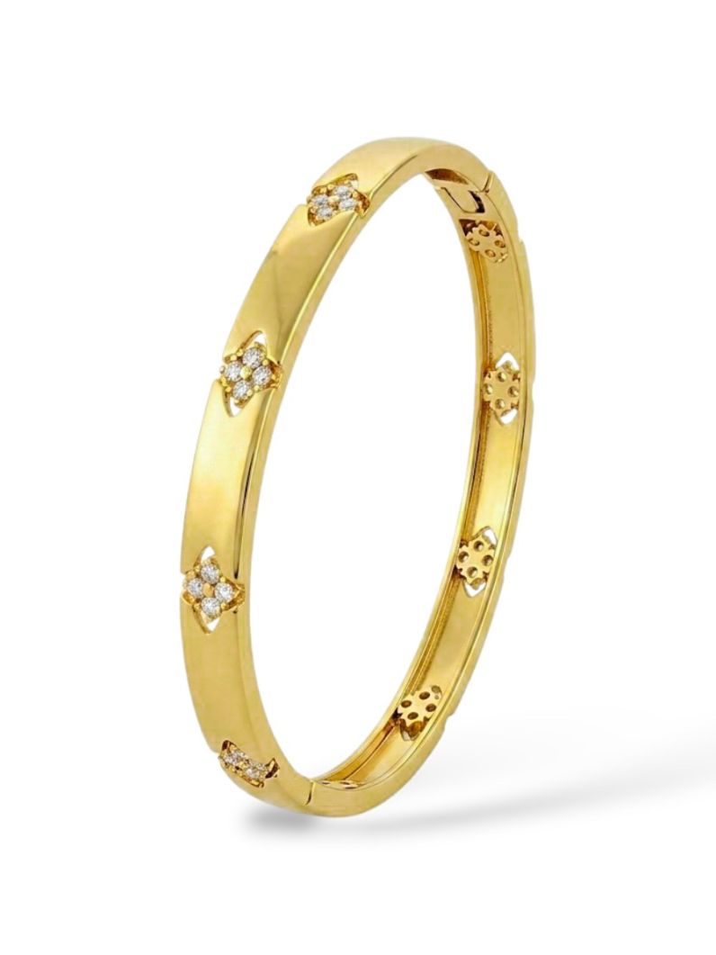 Bracelete Folheado a Ouro 18k e Prata Inspiração Vg Cravejado