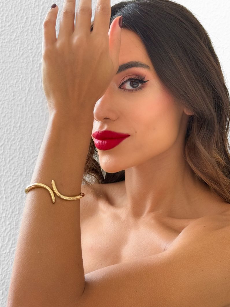 Bracelete Folheado a Ouro 18k e Prata Inspiração Vg. Fio Liso