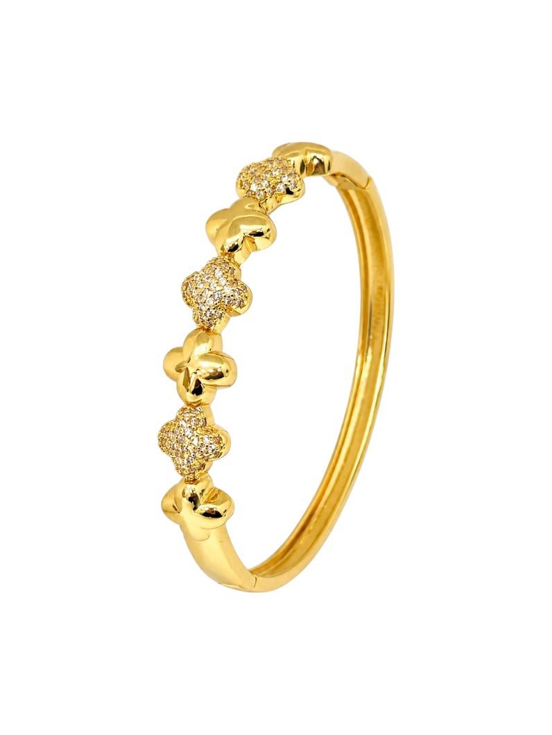 Bracelete Folheado a Ouro 18k e Prata Inspiração Vg. Liso e Cravejado