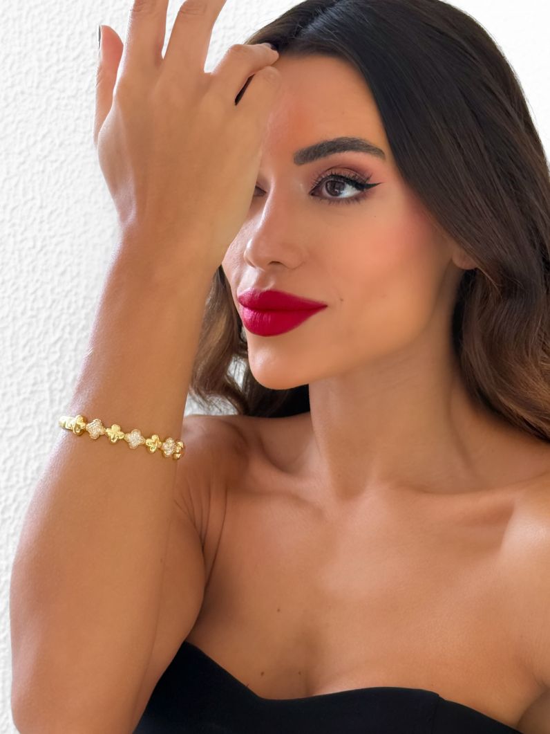 Bracelete Folheado a Ouro 18k e Prata Inspiração Vg. Liso e Cravejado