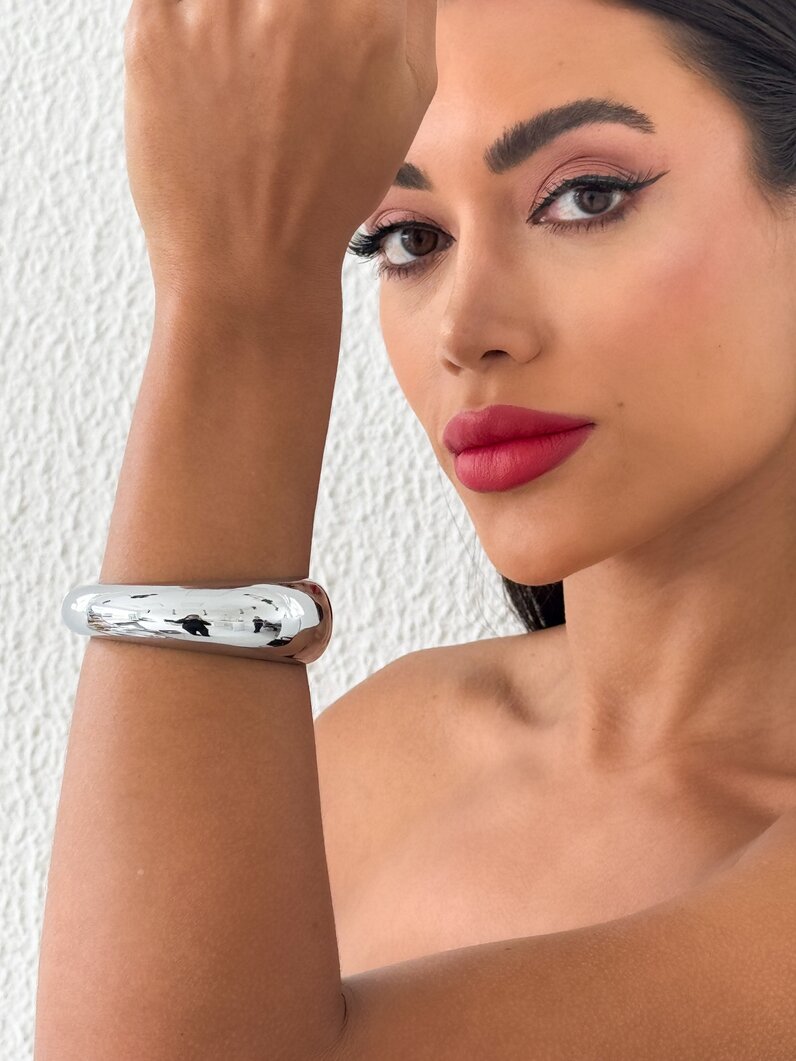 Bracelete Folheado a Ouro 18k e Prata Liso