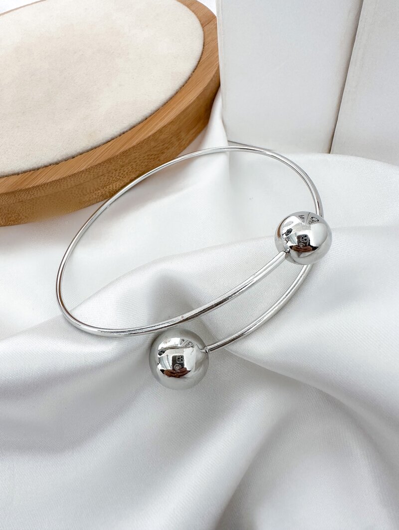 Bracelete Folheado a Ouro 18k e Prata Liso com Esferas