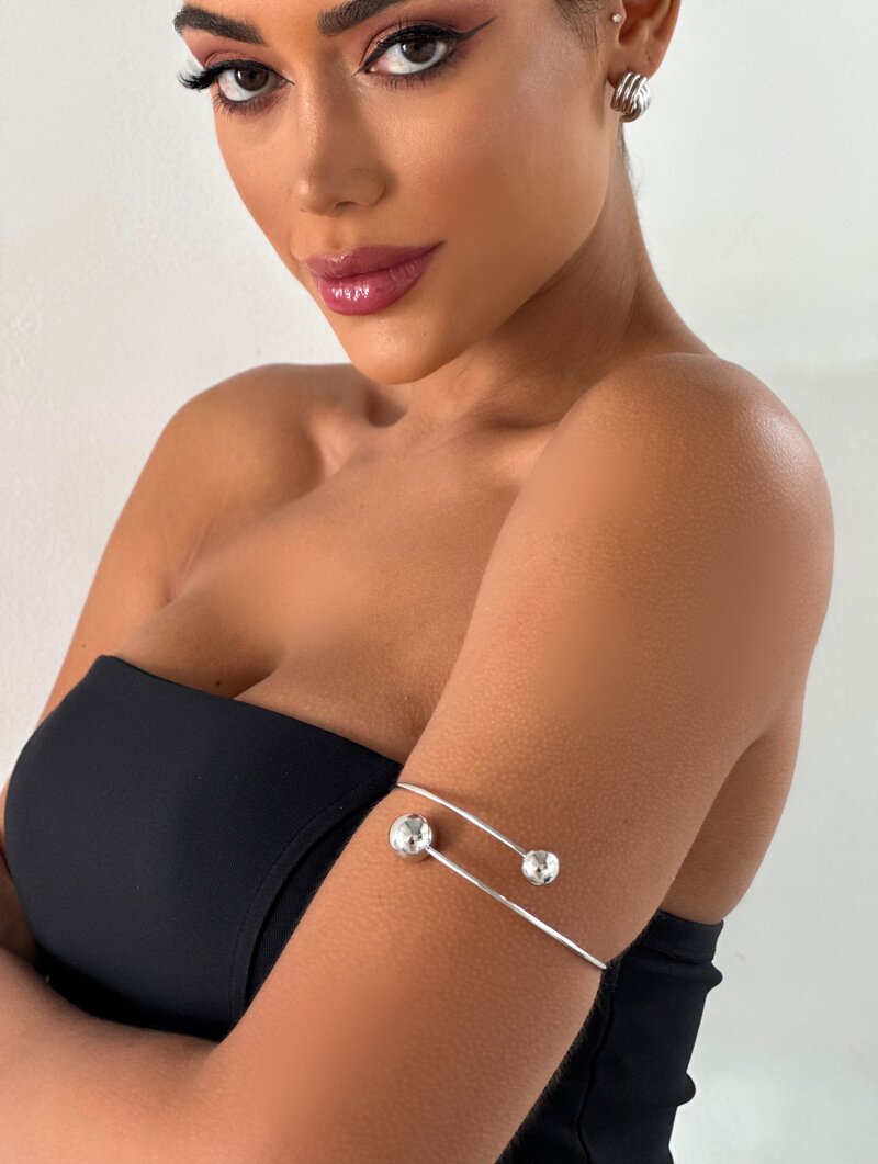 Bracelete Folheado a Ouro 18k e Prata Liso com Esferas