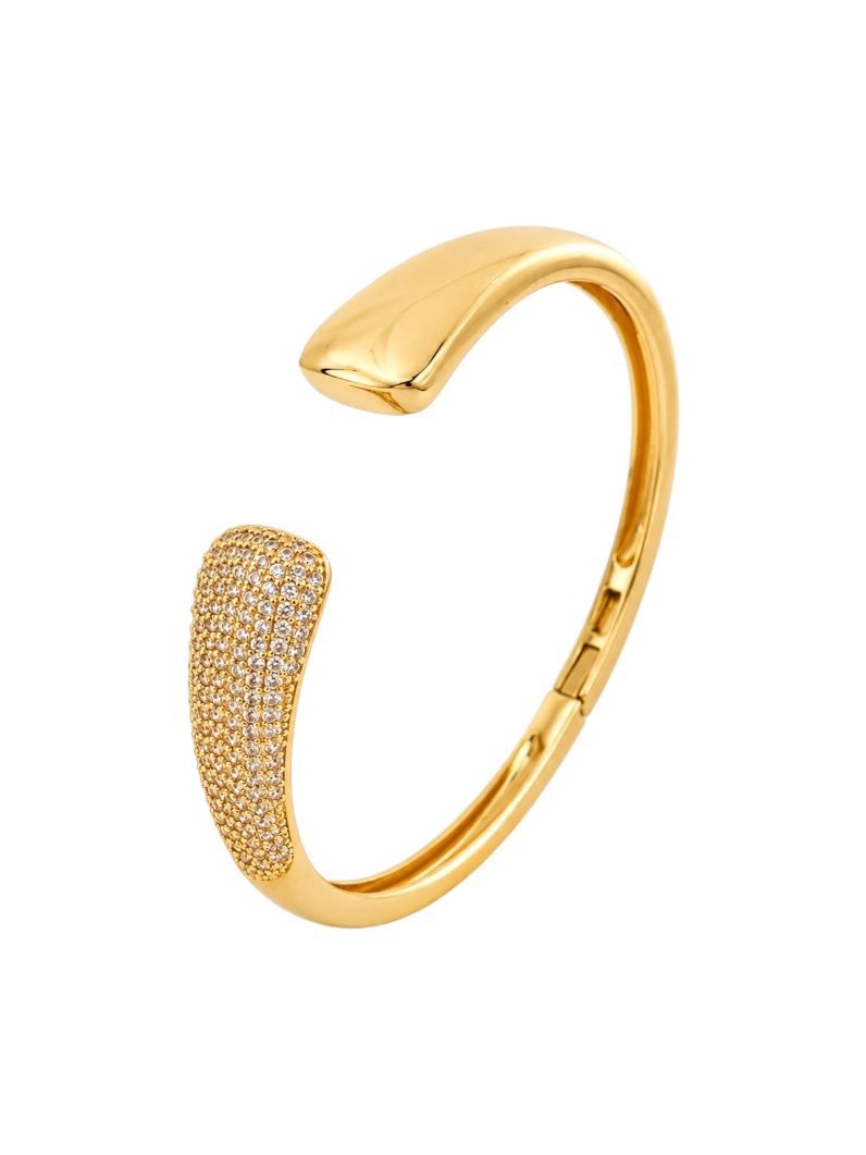 Bracelete Folheado a Ouro 18k e Prata Liso e Cravejado