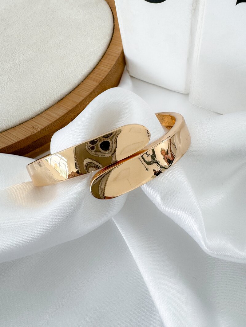 Bracelete Folheado a Ouro 18k e Prata Liso Sobreposto