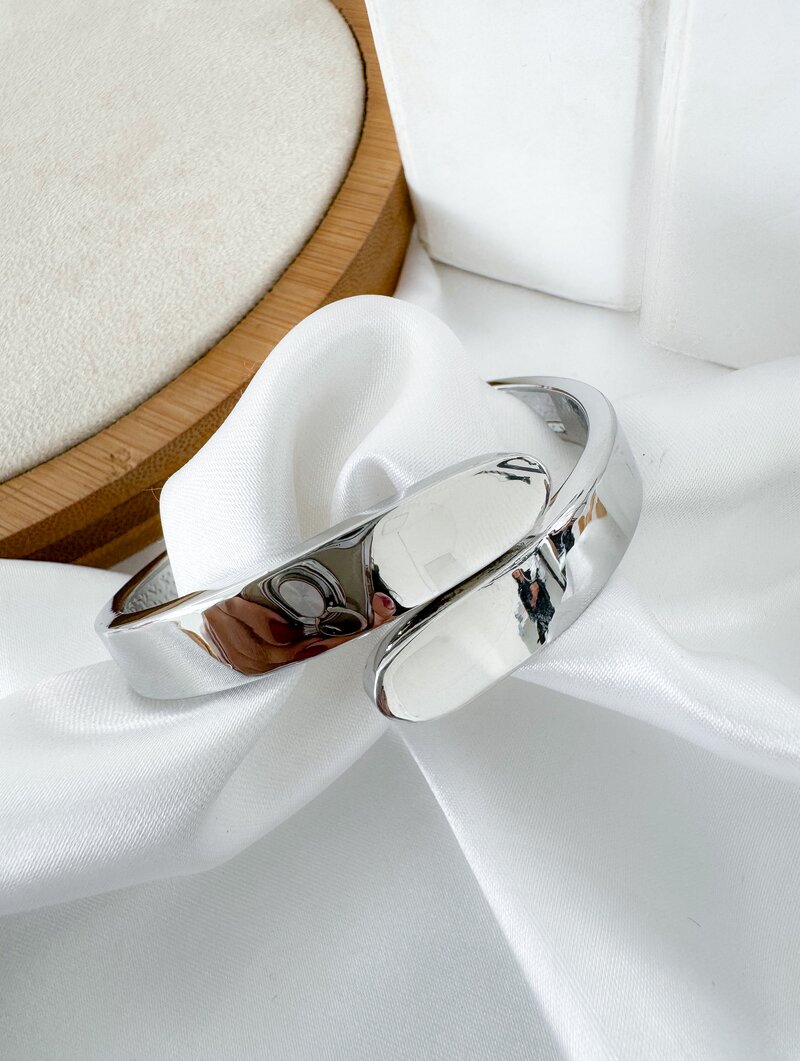 Bracelete Folheado a Ouro 18k e Prata Liso Sobreposto
