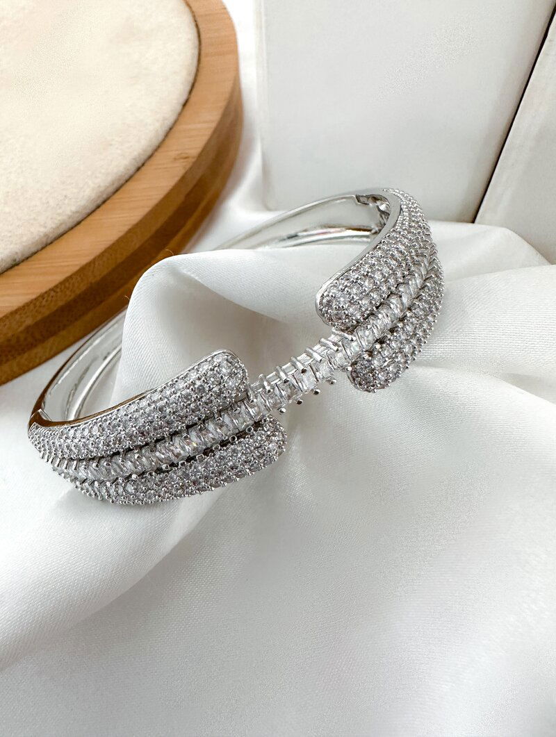 Bracelete Folheado a Ouro 18k e Prata Luxo com Zircônias