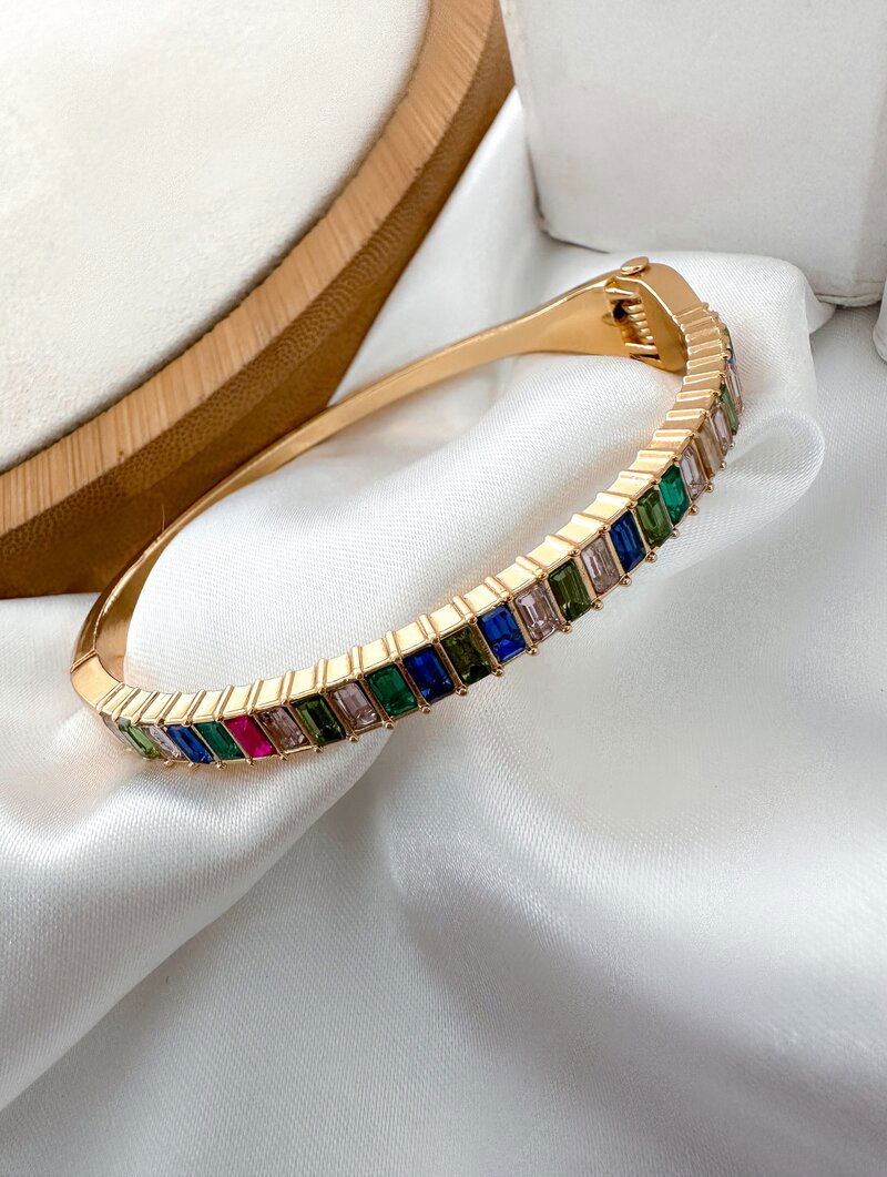 Bracelete Folheado a Ouro 18k e Prata Luxo Zircônias