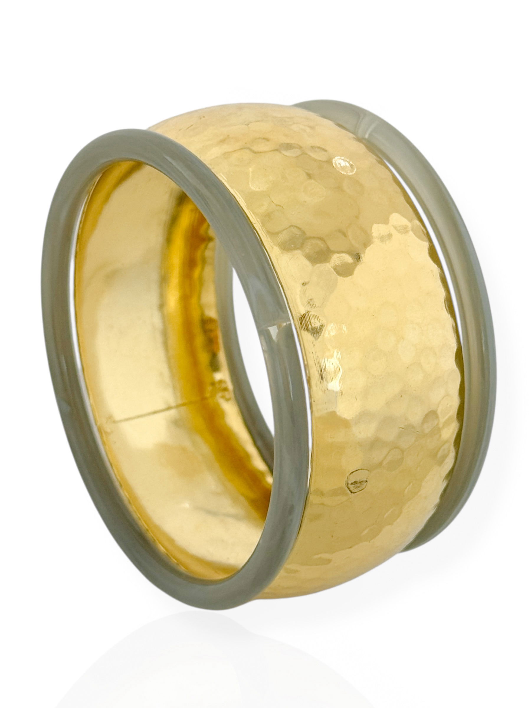Bracelete Folheado a Ouro 18k e Prata Martelado e Aro Resinado