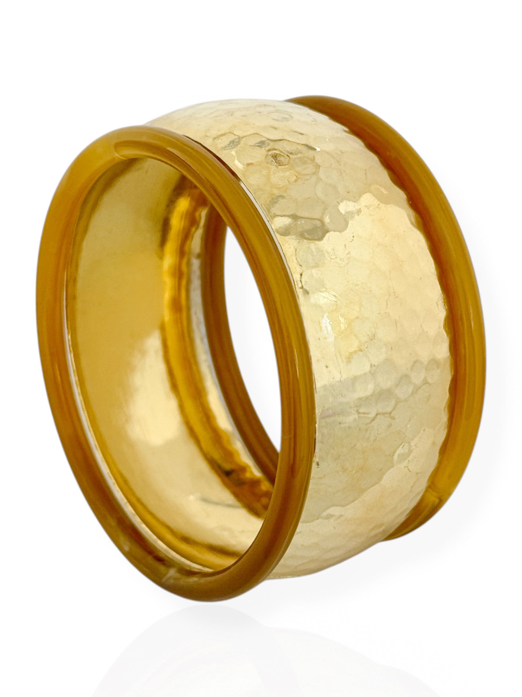 Bracelete Folheado a Ouro 18k e Prata Martelado e Aro Resinado