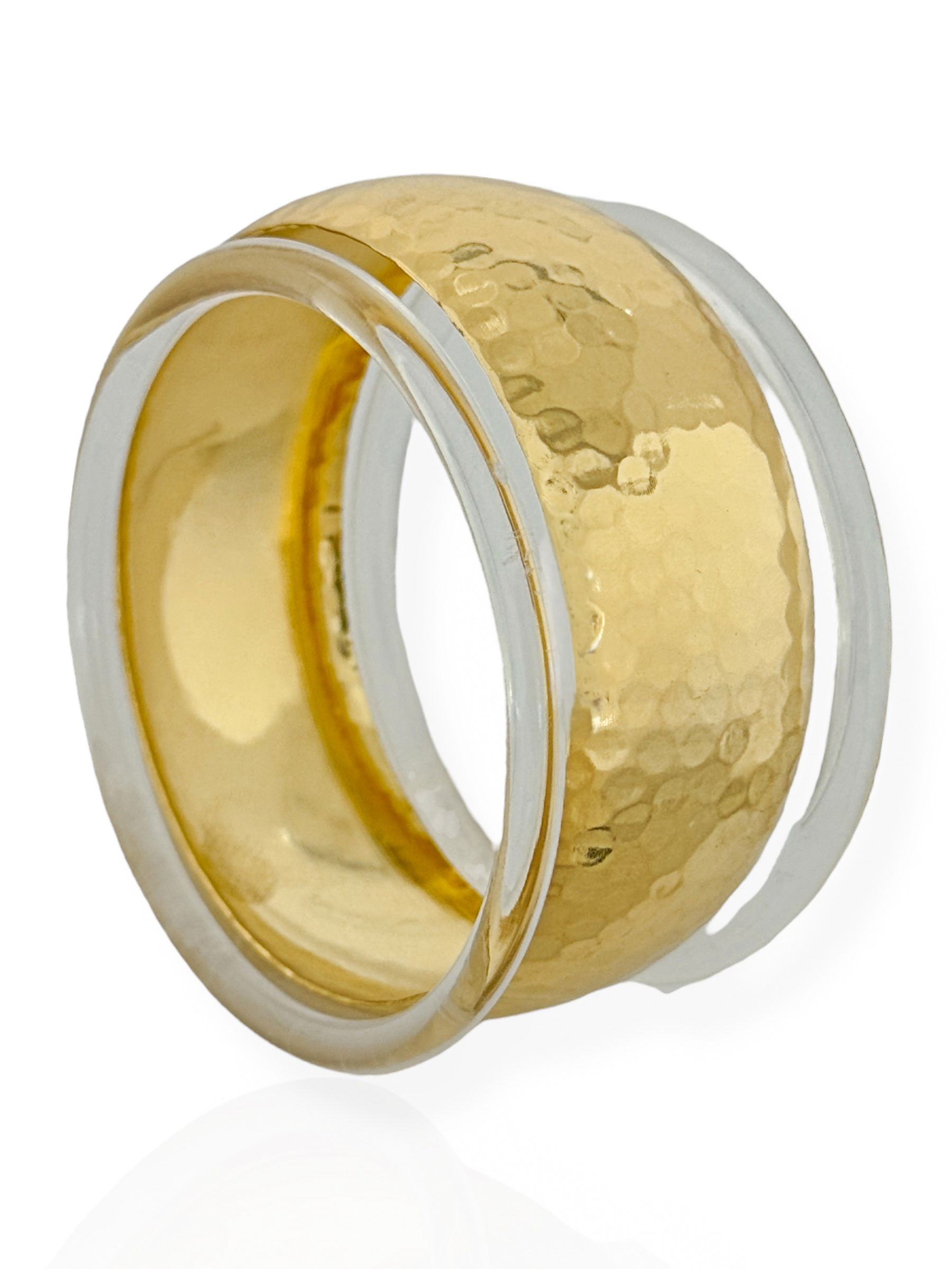 Bracelete Folheado a Ouro 18k e Prata Martelado e Aro Resinado