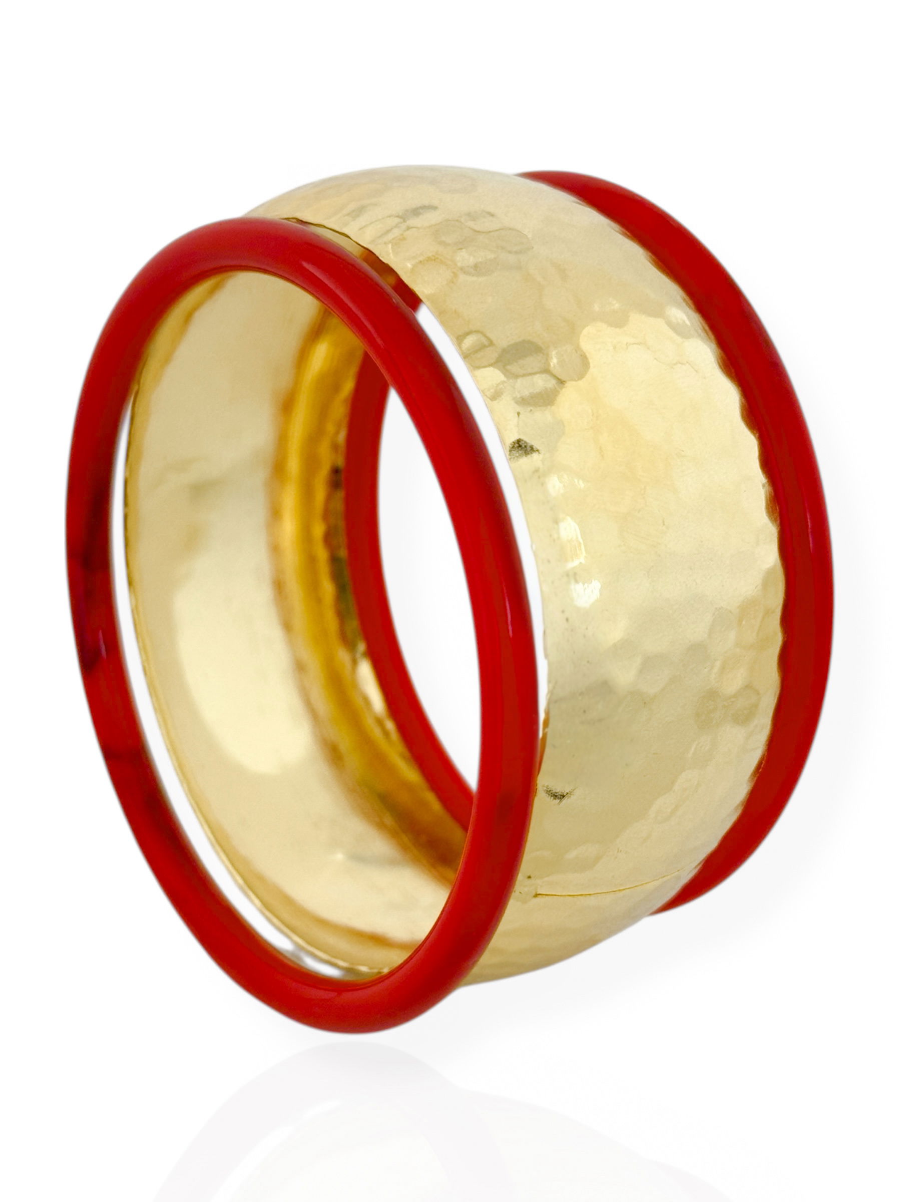 Bracelete Folheado a Ouro 18k e Prata Martelado e Aro Resinado