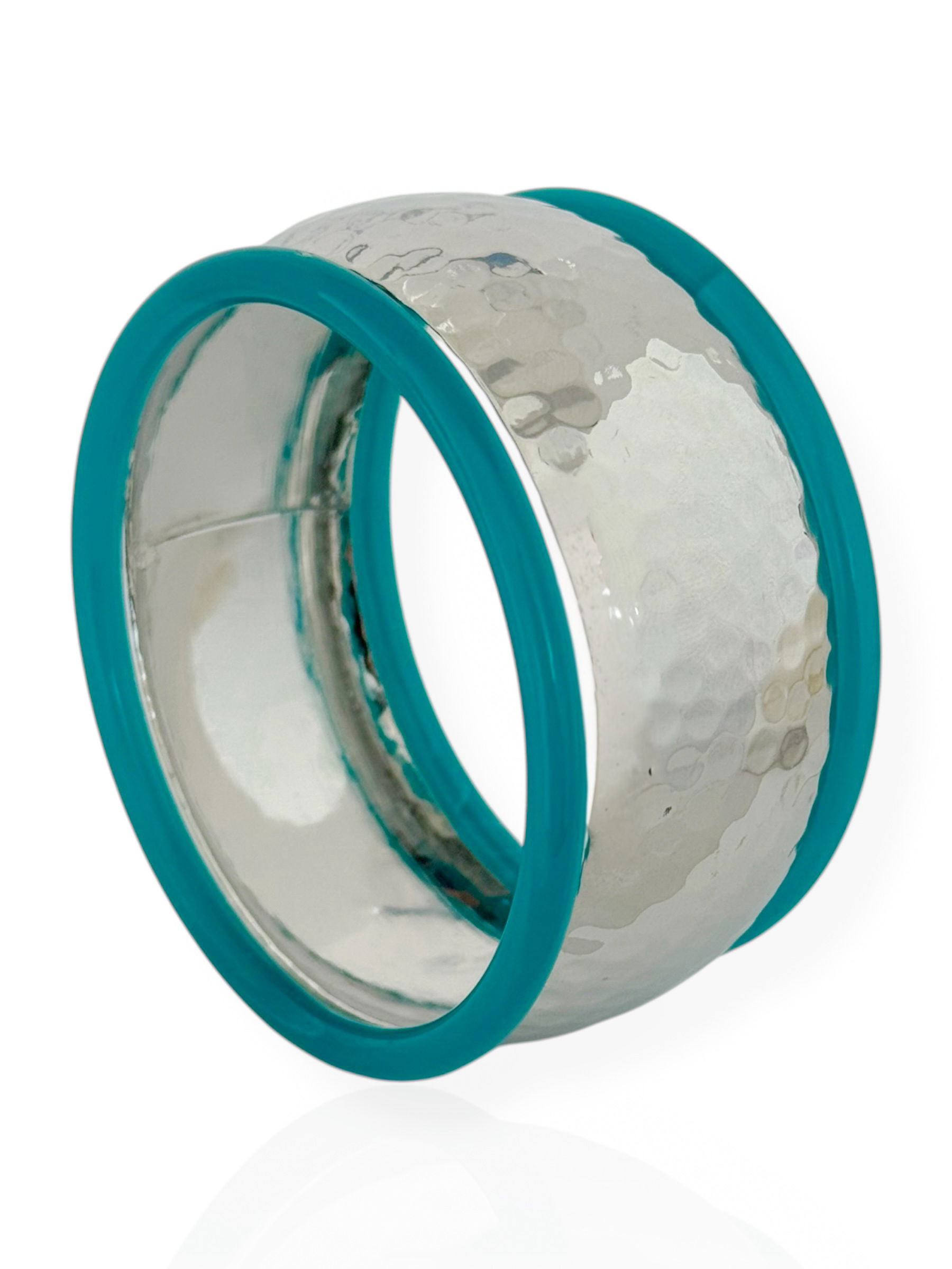 Bracelete Folheado a Ouro 18k e Prata Martelado e Aro Resinado