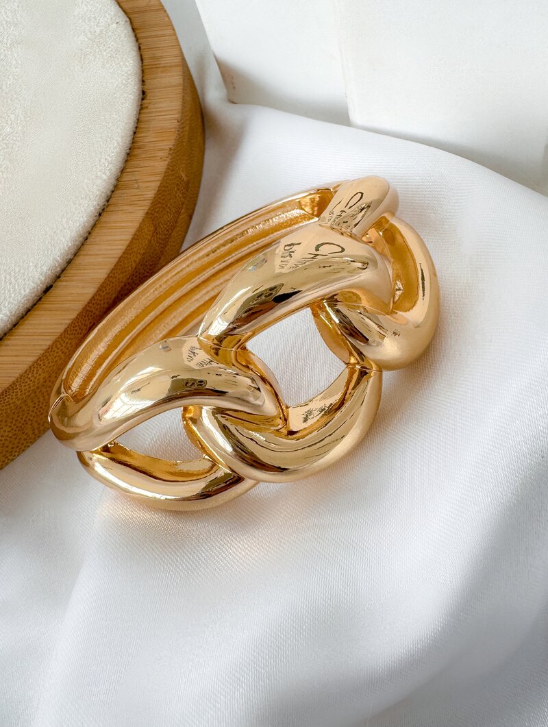 Bracelete Folheado a Ouro 18k e Prata Maxi Design Corrente