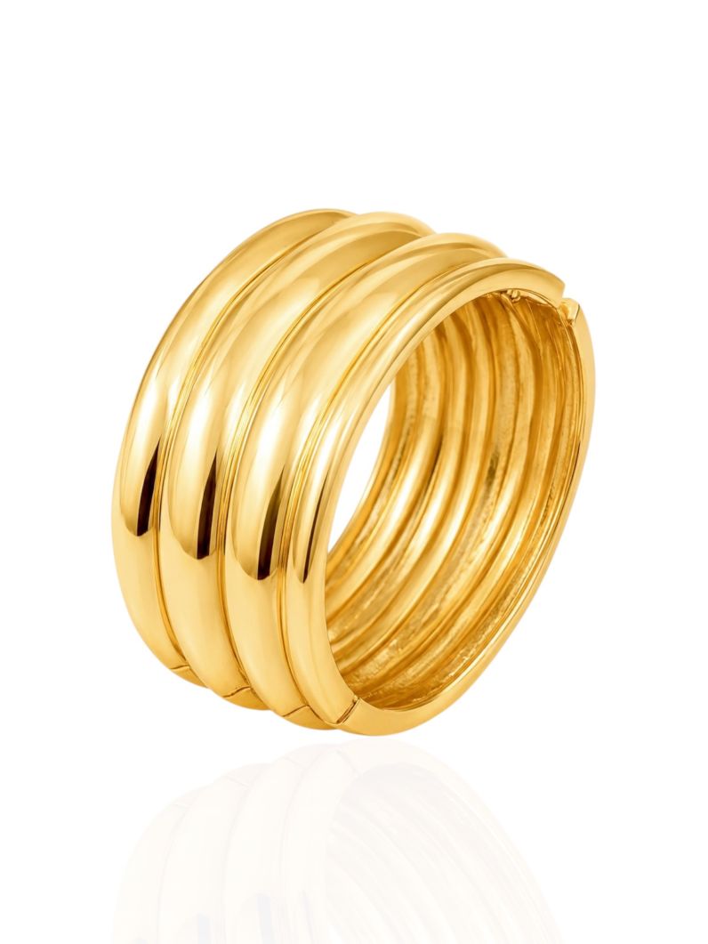 Bracelete Folheado a Ouro 18k e Prata Maxi Detalhado