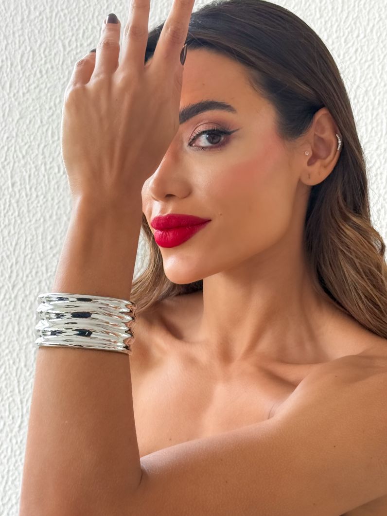 Bracelete Folheado a Ouro 18k e Prata Maxi Detalhado