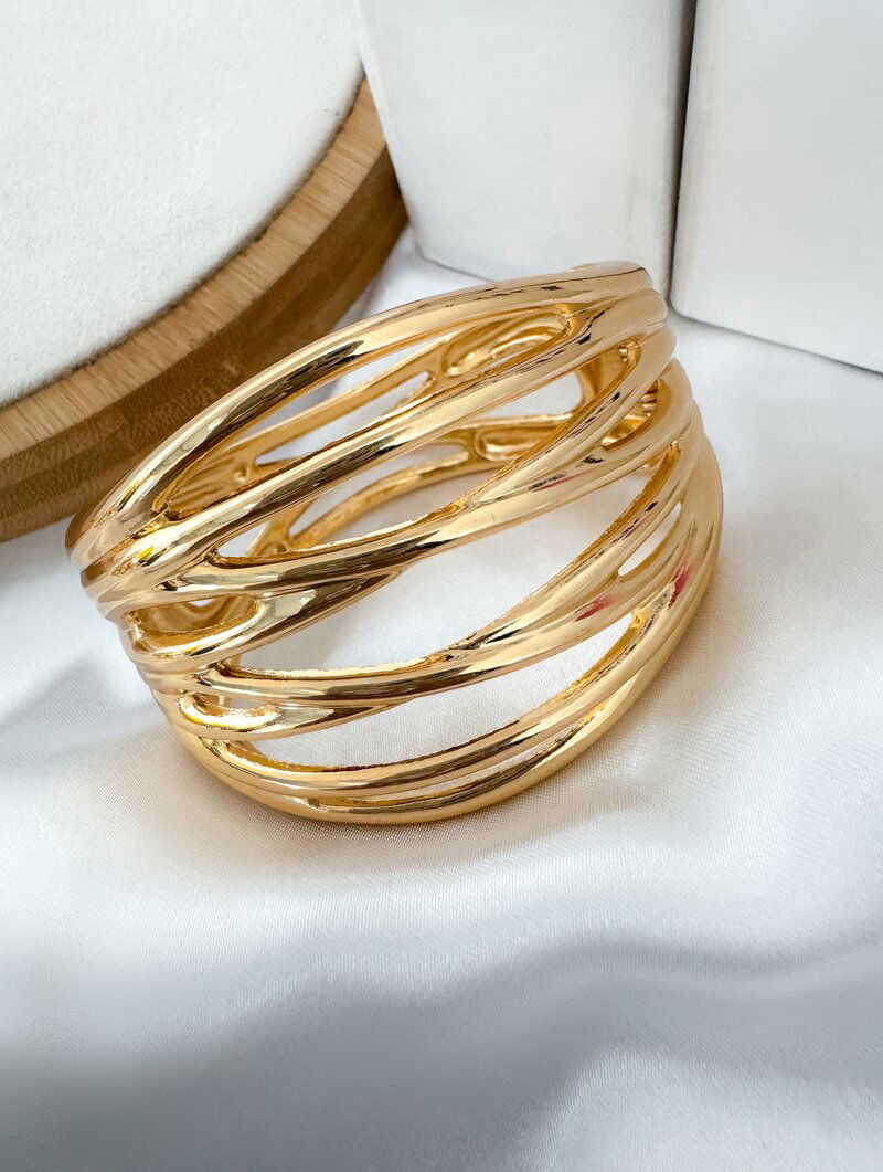 Bracelete Folheado a Ouro 18k e Prata Maxi Fios