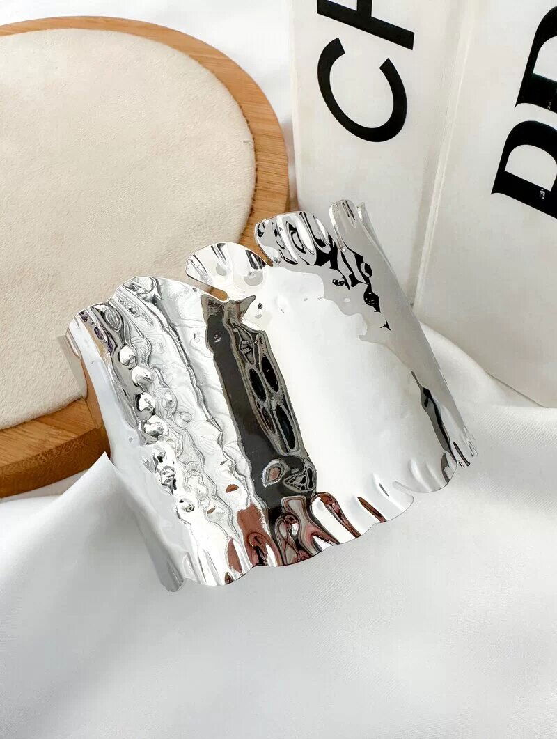 bracelete folheado a ouro 18k e prata maxi liso martelado