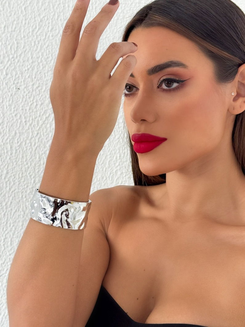 Bracelete Folheado a Ouro 18k e Prata Maxi Martelado