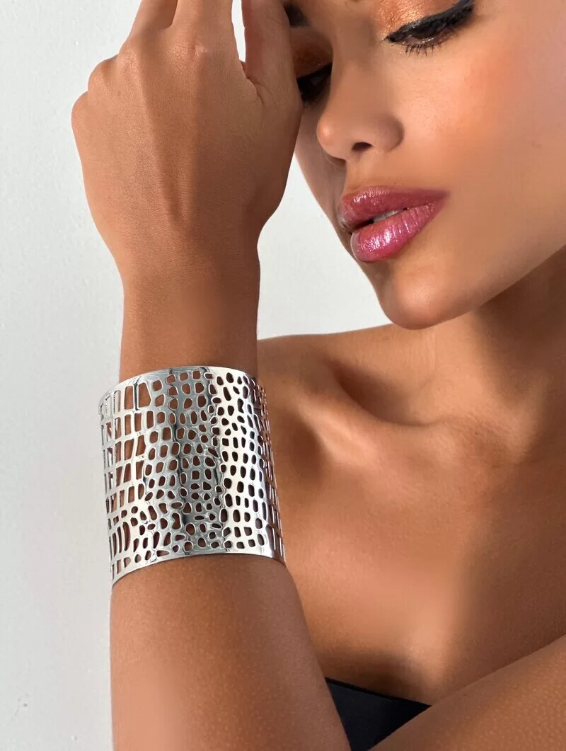 Bracelete Folheado a Ouro 18k e Prata Maxi Quadriculado