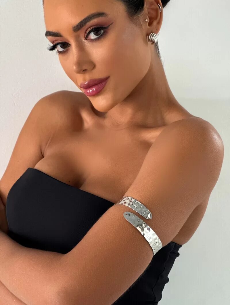 Bracelete Folheado a Ouro 18k e Prata Maxi Texturizado