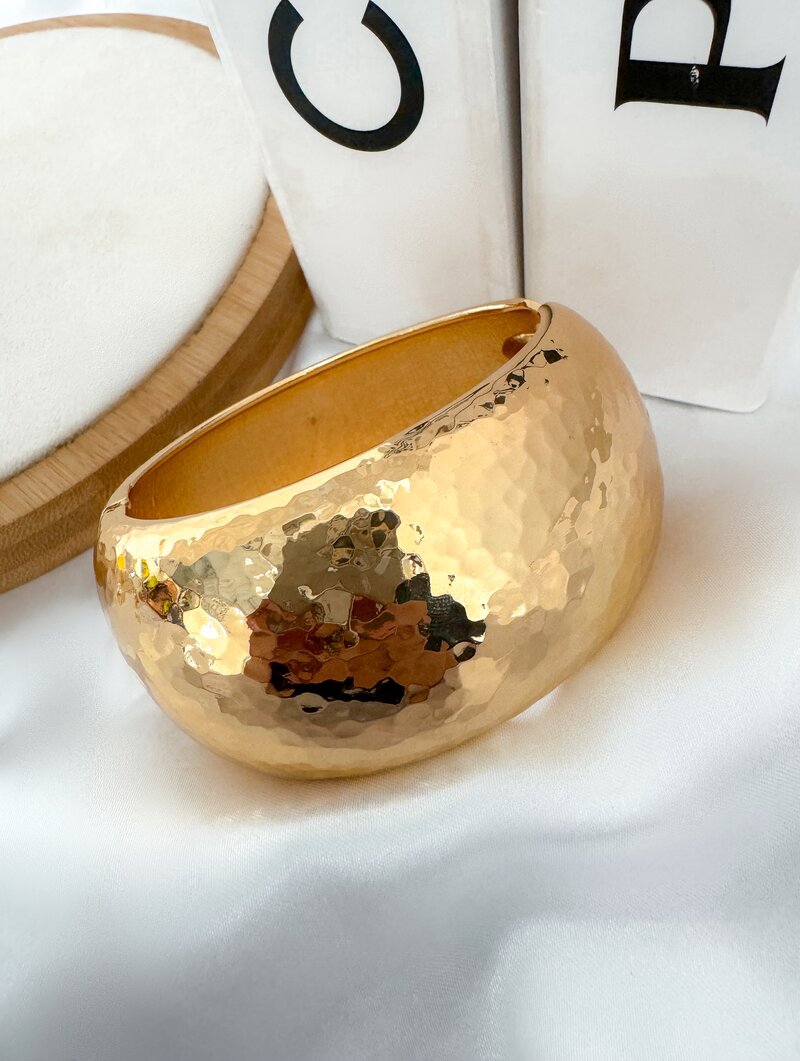 Bracelete Folheado a Ouro 18k e Prata Maxi Texturizado