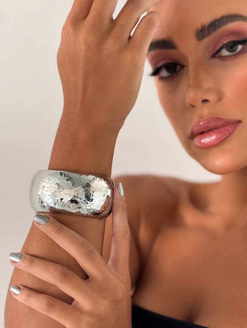 Bracelete Folheado a Ouro 18k e Prata Maxi Texturizado