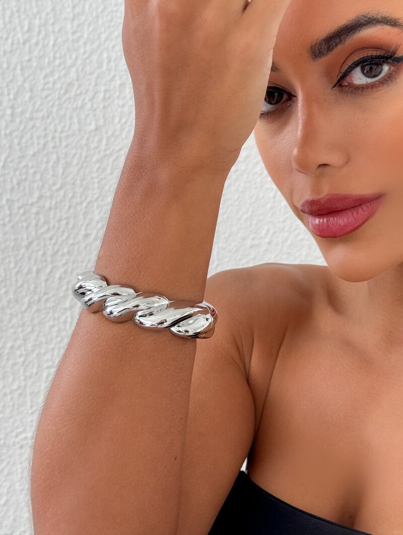 Bracelete Folheado a Ouro 18k e Prata Maxi Torcido