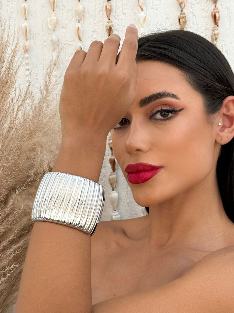 Bracelete Folheado a Ouro 18k e Prata Maximalista Tubo