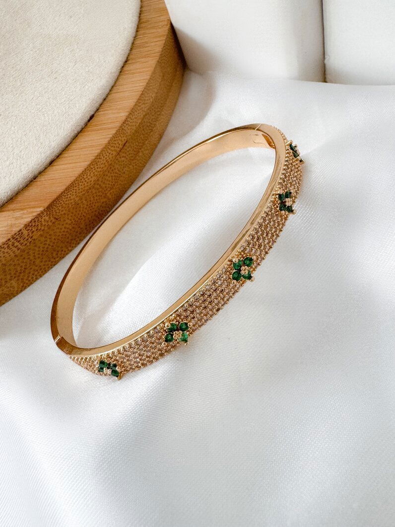 Bracelete folheado a ouro 18k e Prata Micro Zircônia Com rosas