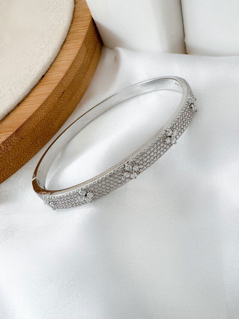 Bracelete folheado a ouro 18k e Prata Micro Zircônia Com rosas