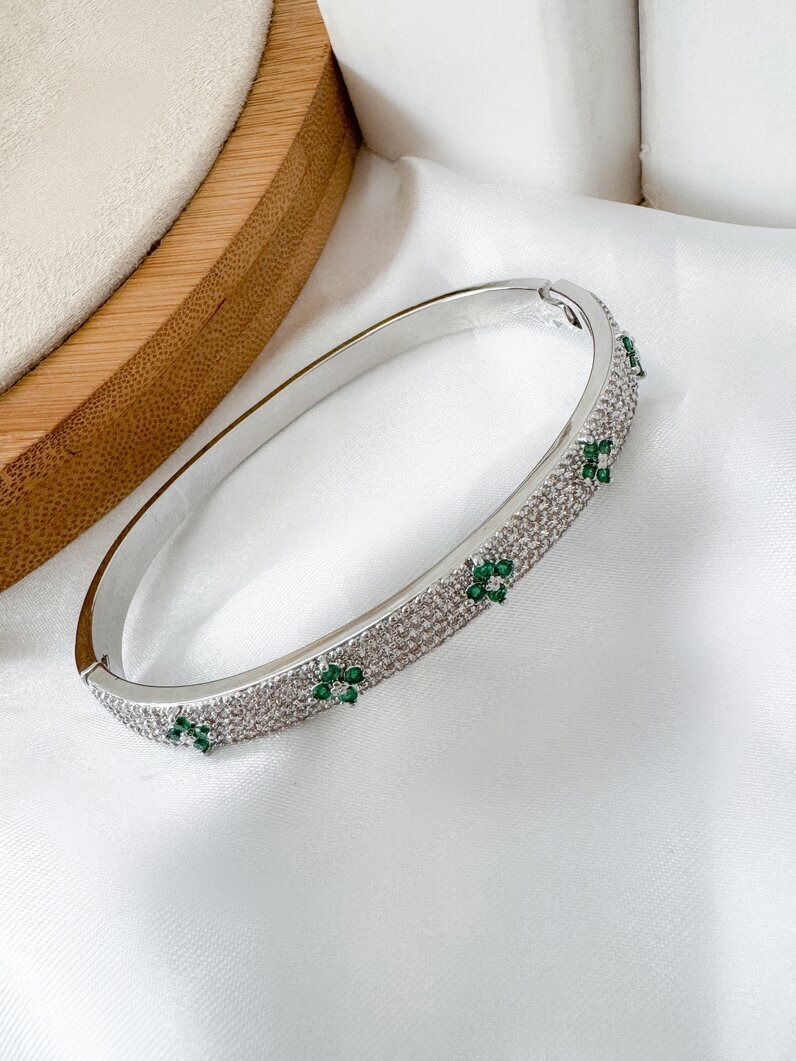 Bracelete folheado a ouro 18k e Prata Micro Zircônia Com rosas