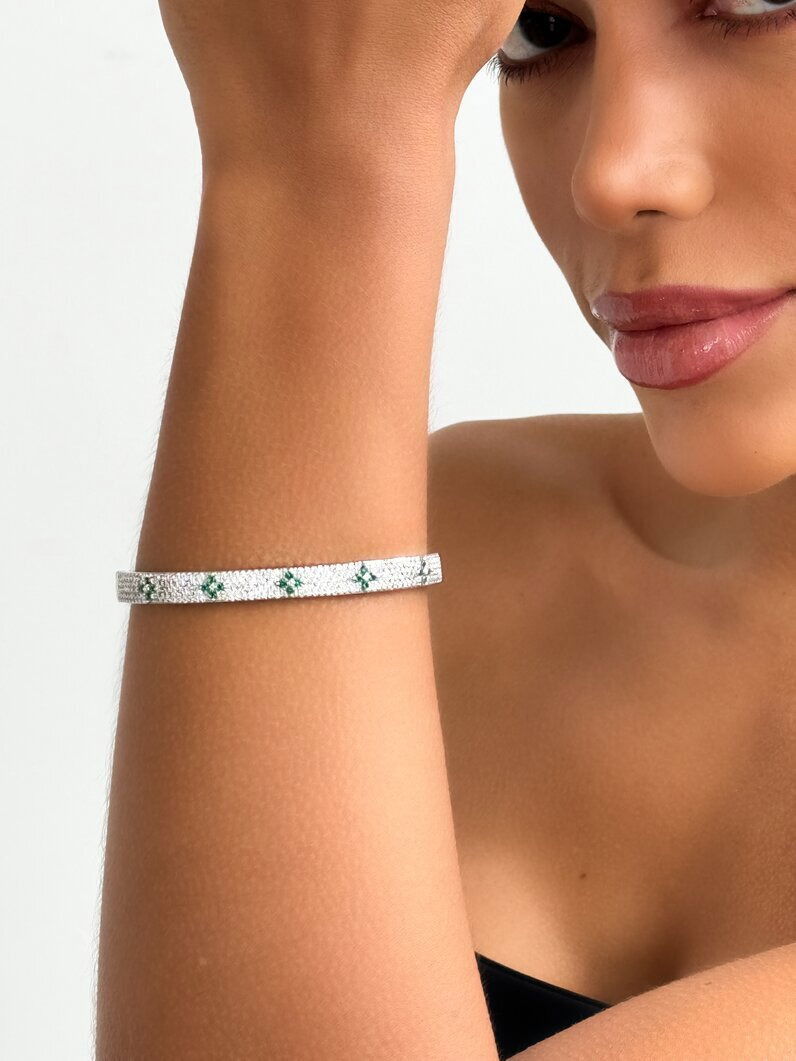 Bracelete folheado a ouro 18k e Prata Micro Zircônia Com rosas