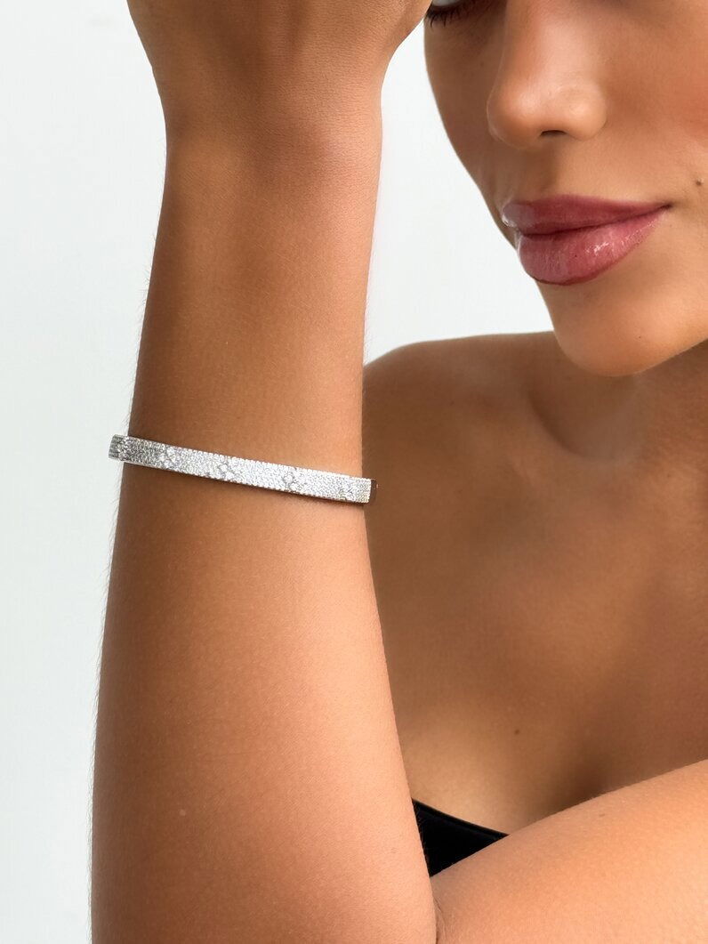 Bracelete folheado a ouro 18k e Prata Micro Zircônia Com rosas