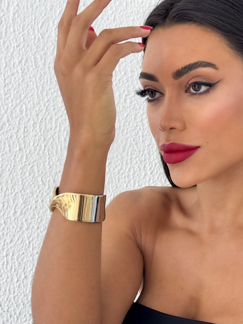 Bracelete Folheado a Ouro 18K e Prata Mix banho Aro Torcido