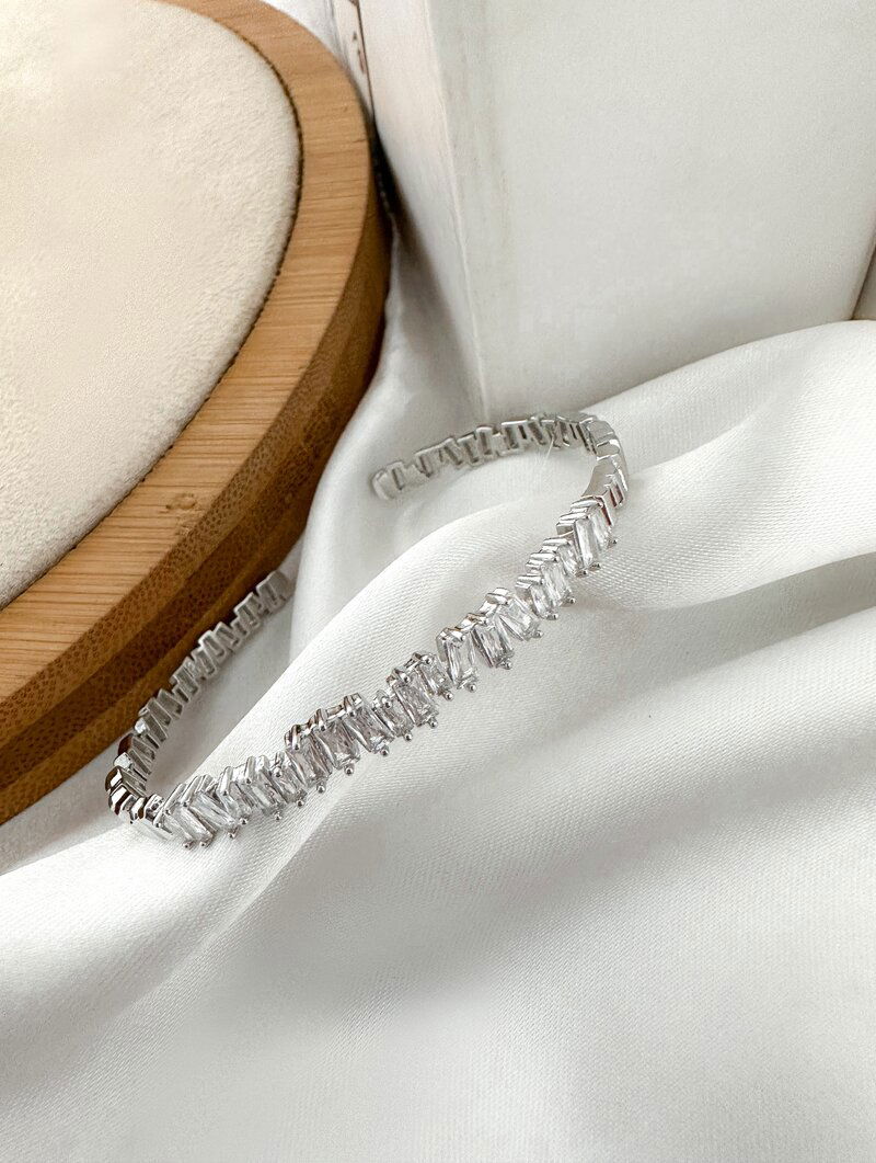 Bracelete Folheado a Ouro 18k e Prata Navetes de Zircônias