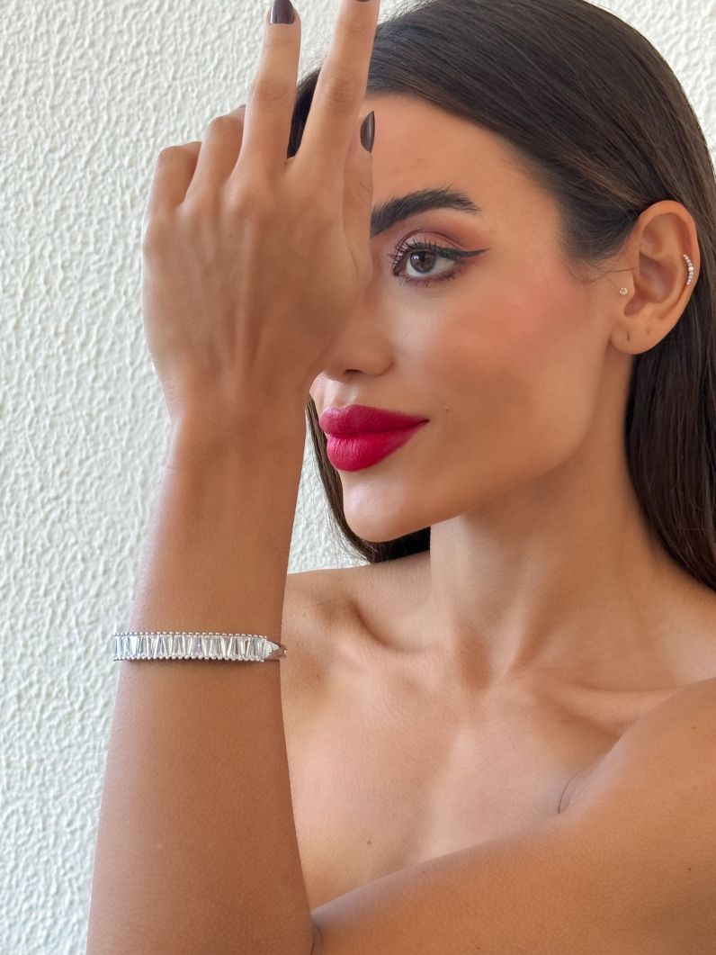 Bracelete Folheado a Ouro 18k e Prata Navetes Trabalhadas