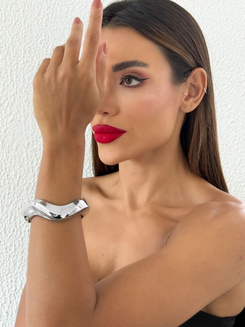 Bracelete Folheado a Ouro 18k e Prata Ondulado