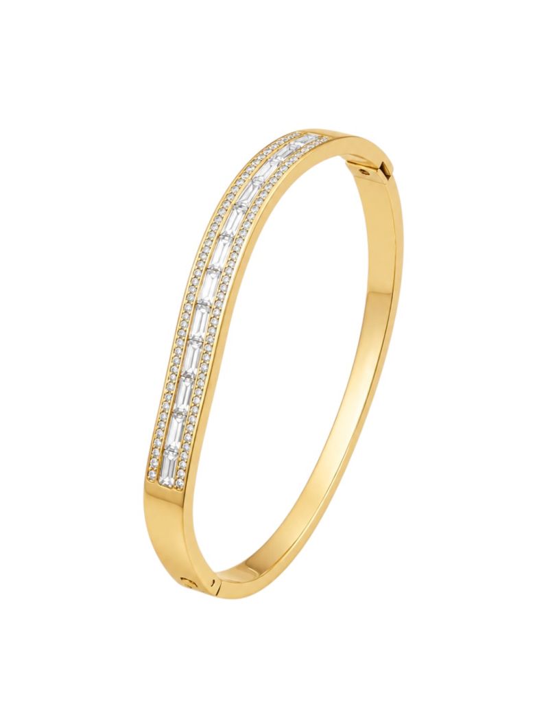 Bracelete Folheado a Ouro 18k e Prata Ondulado com Navetes