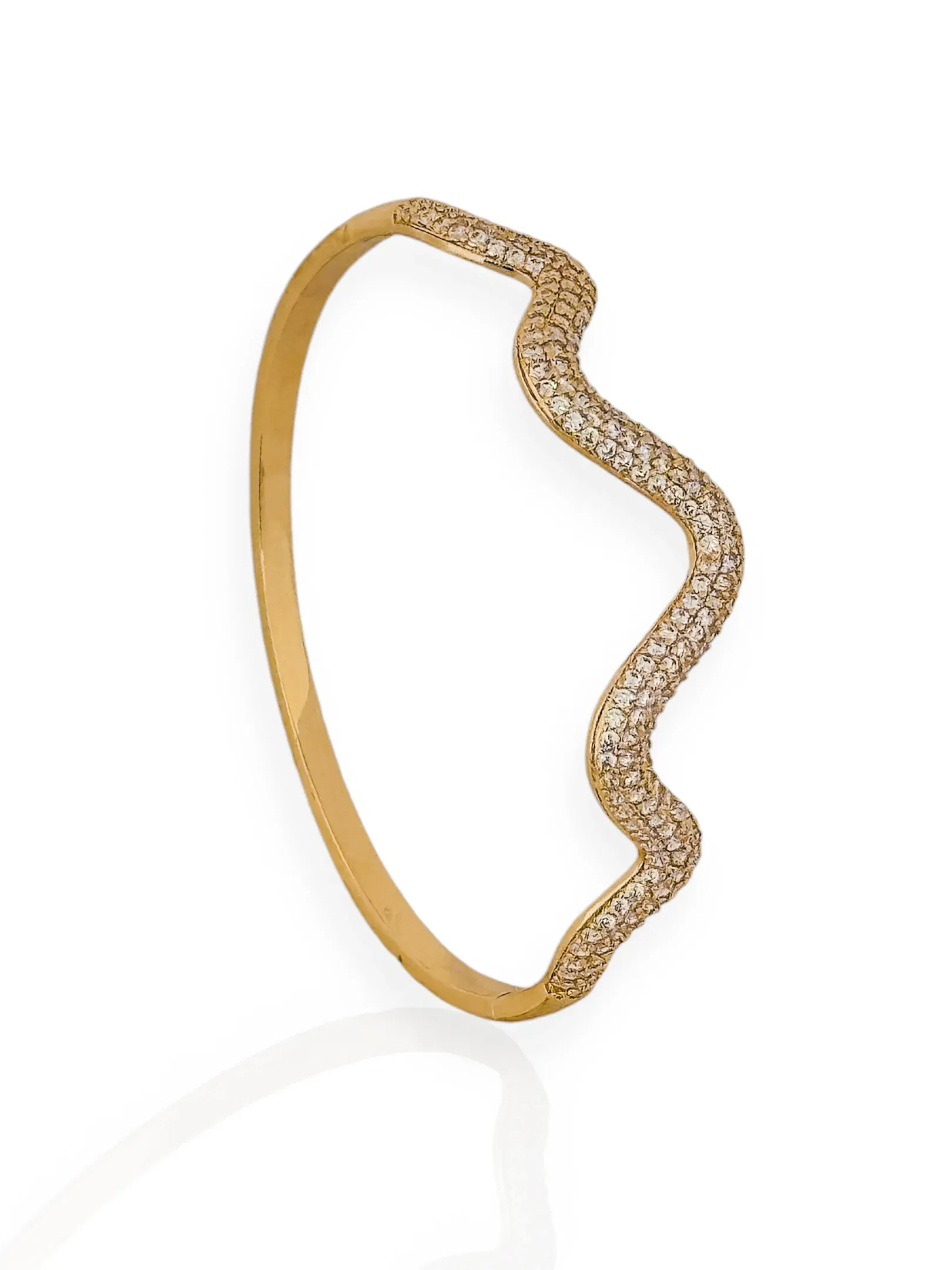 Bracelete Folheado a Ouro 18k e Prata Ondulado Cravejado