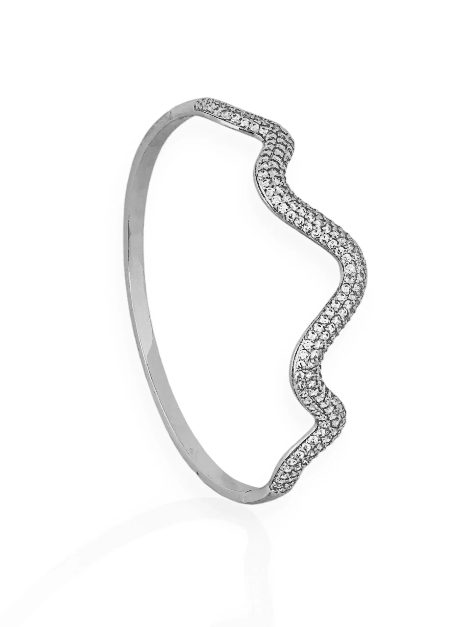 Bracelete Folheado a Ouro 18k e Prata Ondulado Cravejado