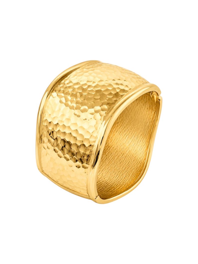 Bracelete Folheado a Ouro 18k e Prata Ondulado Maxi Martelado