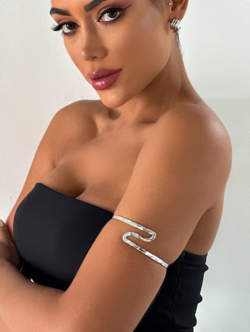 Bracelete Folheado a Ouro 18k e Prata Ondulado Texturizado