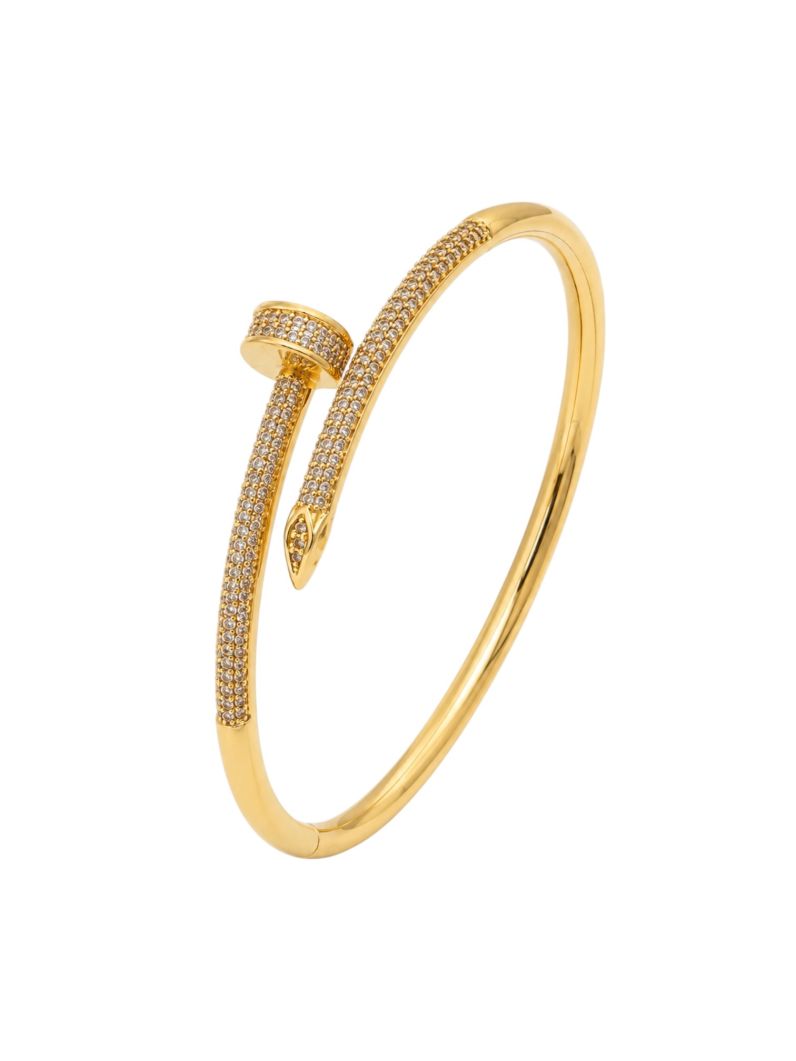 Bracelete Folheado a Ouro 18k e Prata Prego Com Zircônias